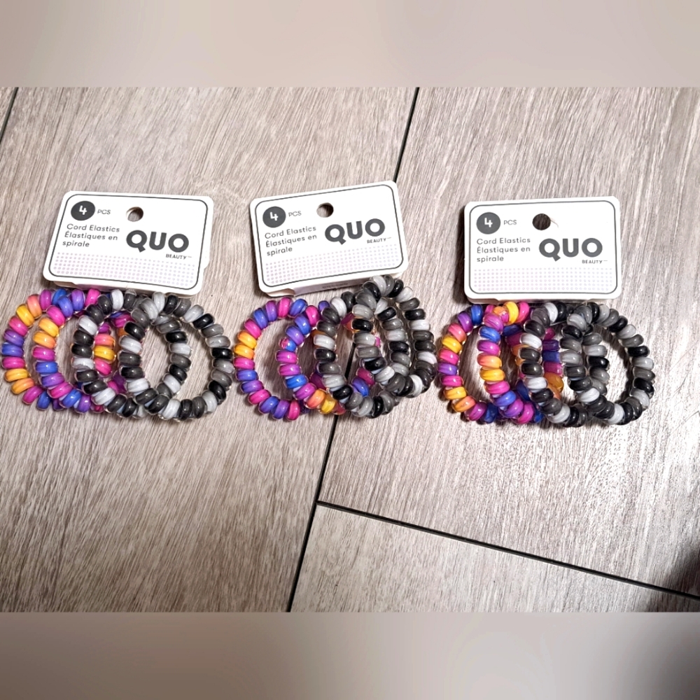 Lot Of 3 Brand New Quo Beauty Multicolor Coil Elastic Hair Tie